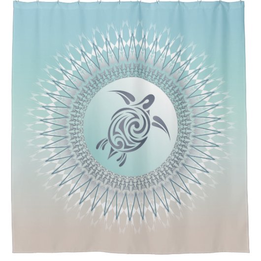 Beach Style Turtle und Mandala Küstenschifffahrt Duschvorhang (Vorderseite)