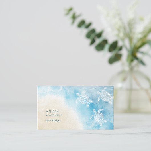 Beach Style White Turtles Scan QR Code Visitenkarte (Stehend Vorderseite)