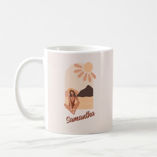 Beach Summer Chill Beige Individuelle Name Tasse (Links)