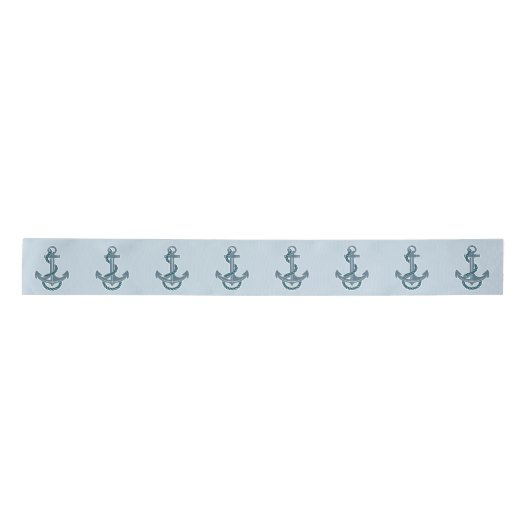 Beach Summer Coastal Blue Ship Anchor Nautical Satinband (Vorderseite)