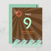 Beach Summer Cool Waves Brown Sun Tischnummer (Vorne/Hinten)