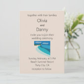 Beach Summer Destination Wedding Einladung (Stehend Vorderseite)