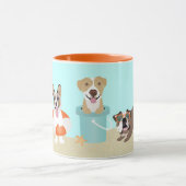 Beach Summer Dogs Blue Orange Tasse (Zentrum)
