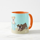 Beach Summer Dogs Blue Orange Tasse (VorderseiteRechts)
