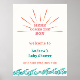 Beach Summer Here kommt Baby Dusche Willkommen Poster