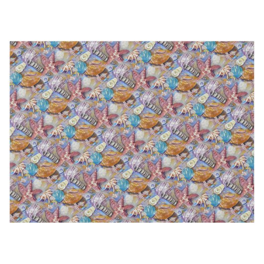 Beach Summer Muscheln Pattern Tablecloth Tischdecke (Vorderseite (Horizontal))
