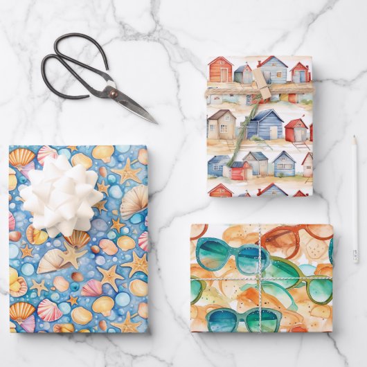 Beach Summer Packpapier Geschenkpapier Set (Vorderseite)