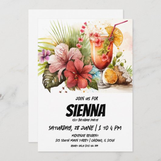 Beach Summer Party Einladung (Vorne/Hinten)