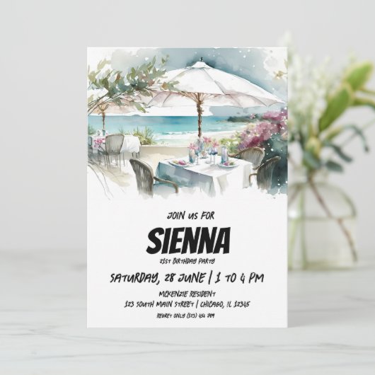 Beach Summer Party Einladung (Stehend Vorderseite)