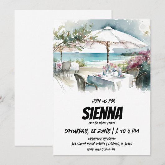 Beach Summer Party Einladung (Vorne/Hinten)