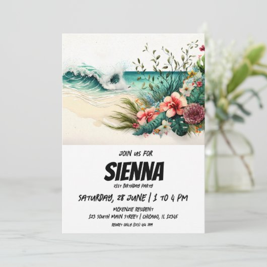 Beach Summer Party Einladung (Stehend Vorderseite)