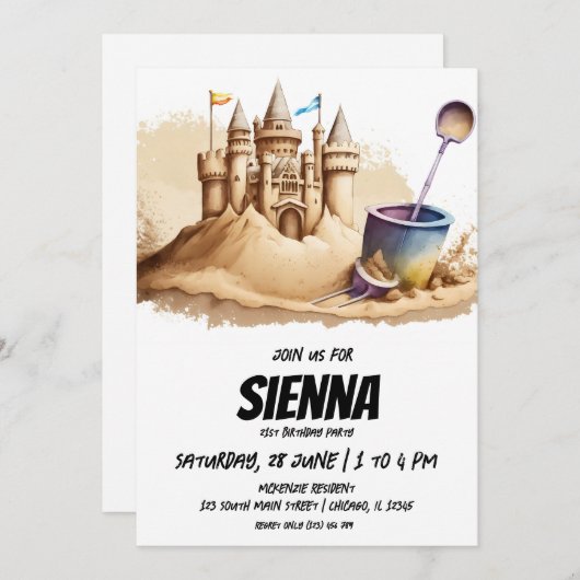 Beach Summer Party Einladung (Vorne/Hinten)