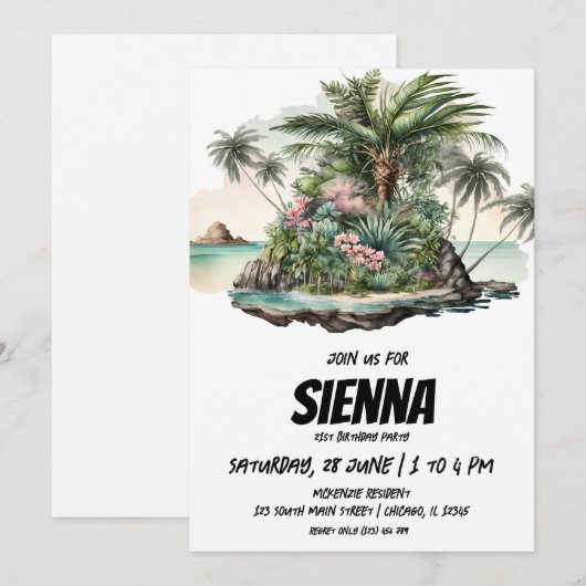 Beach Summer Party Einladung (Vorne/Hinten)