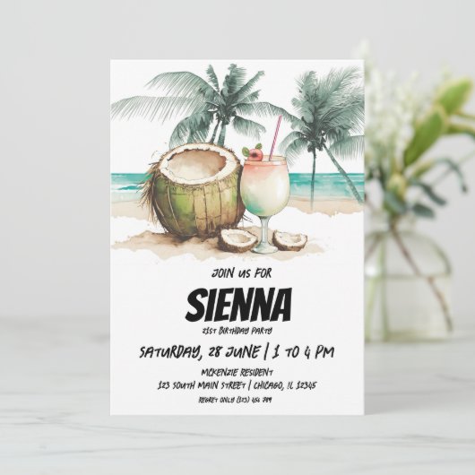 Beach Summer Party Einladung (Stehend Vorderseite)