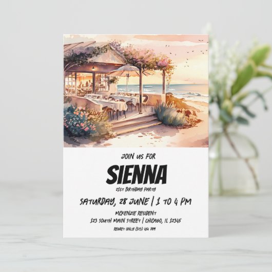 Beach Summer Party Einladung (Stehend Vorderseite)