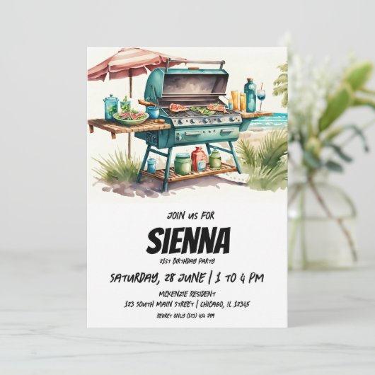 Beach Summer Party Einladung (Stehend Vorderseite)