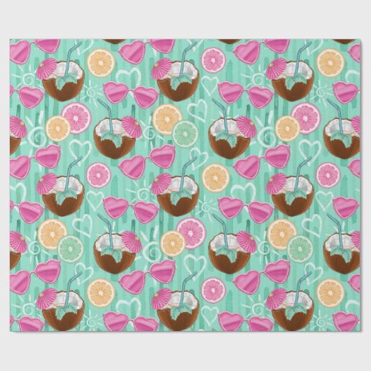 Beach Summer Pattern Geschenkpapier (Flach)