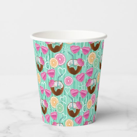 Beach Summer Pattern Pappbecher (Rückseite)