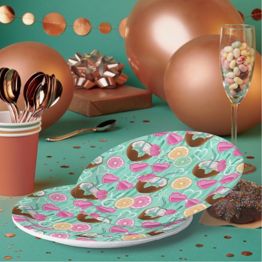 Beach Summer Pattern Pappteller (Multi)