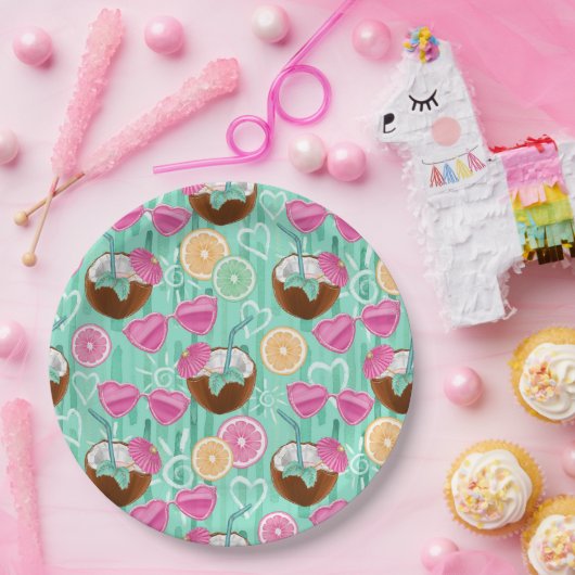 Beach Summer Pattern  Pappteller (Party)