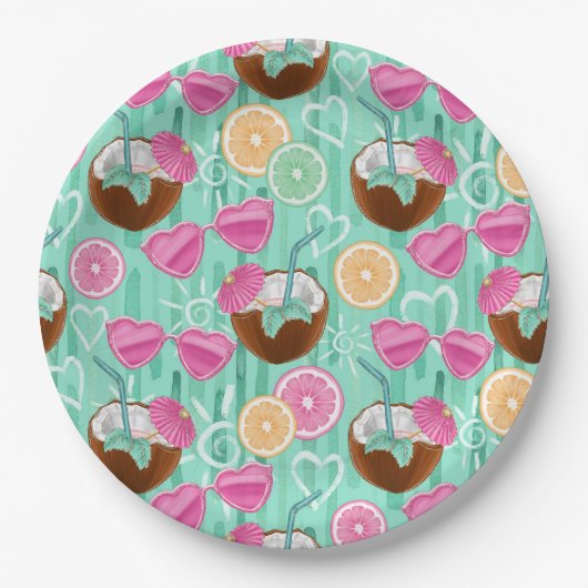 Beach Summer Pattern Pappteller (Vorderseite)