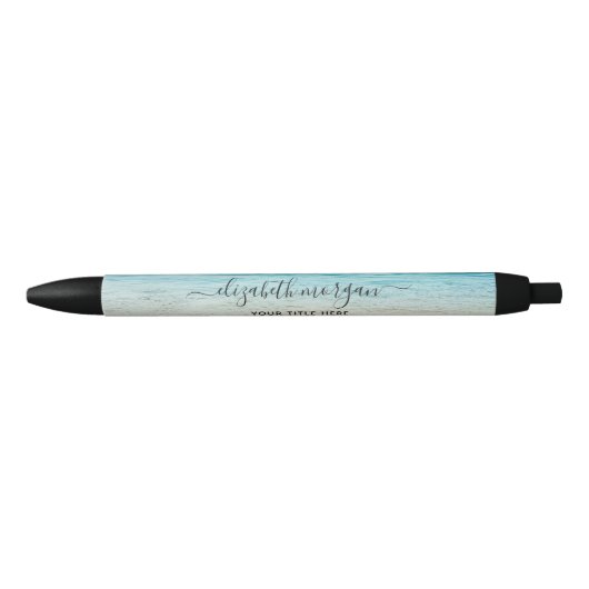 Beach Summer Personalisiert Blue Script Kugelschreiber (Vorderseite)