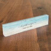 Beach Summer Personalisiert Blue Script Namensplakette (Seite)