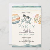 Beach Summer Pool Party Birthday  Einladung (Vorderseite)