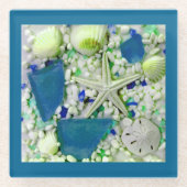 Beach Summer Seashells Glasuntersetzer (Vorderseite)