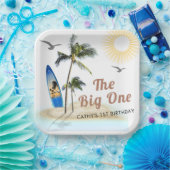 Beach Summer Surf 1. Geburtstag 9" Platz Pappteller (Party)