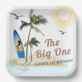 Beach Summer Surf 1. Geburtstag 9" Platz Pappteller