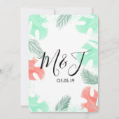 Beach Summer Tropical Monstera Wedding Einladung (Rückseite)