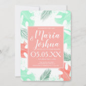 Beach Summer Tropical Monstera Wedding Einladung (Vorderseite)