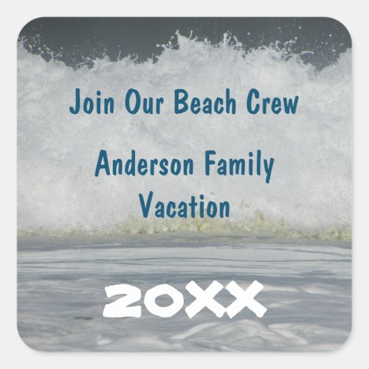 Beach Summer Vacation Ocean Wiedersehen Trip Envel Quadratischer Aufkleber (Vorderseite)
