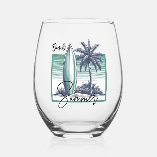 Beach Summer Weinglas Ohne Stiel (Vorderseite)