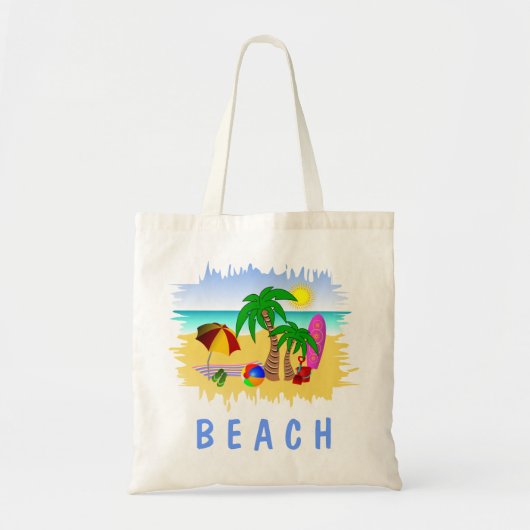Beach Sun Sea und Surf Fun Budget Tasche Beach Bag (Vorne)