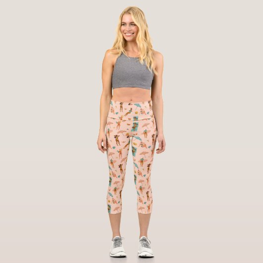 Beach Sunbader Pattern Capri Leggings (Vorderseite)