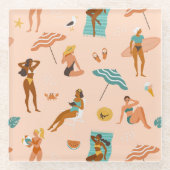 Beach Sunbader Pattern Glasuntersetzer (Vorderseite)
