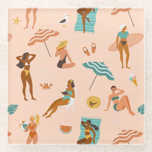 Beach Sunbader Pattern Glasuntersetzer (Vorderseite)