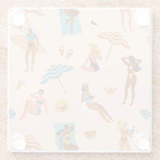 Beach Sunbader Pattern Glasuntersetzer (Rückseite)