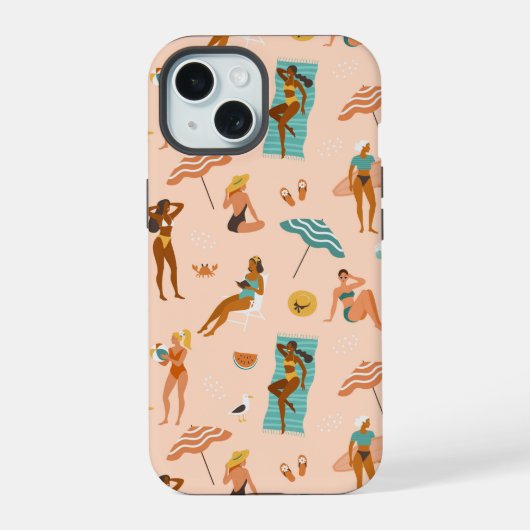 Beach Sunbader Pattern iPhone 15 Hülle (Rückseite)