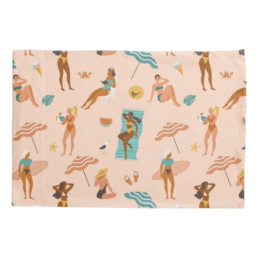 Beach Sunbader Pattern Kissenbezug (Rückseite-Links)