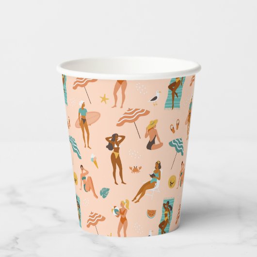 Beach Sunbader Pattern Pappbecher (Rückseite)