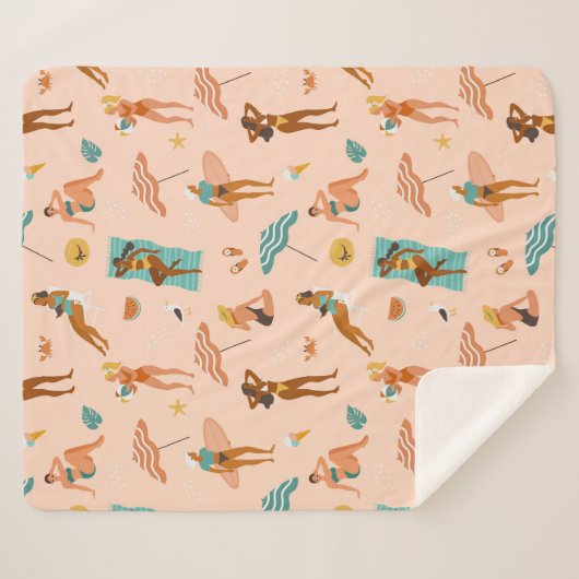Beach Sunbader Pattern Sherpadecke (Vorderseite (Horizontal))