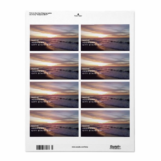 ****BEACH SUNRISE**** ADRESSE ETIKETT (Vorne)