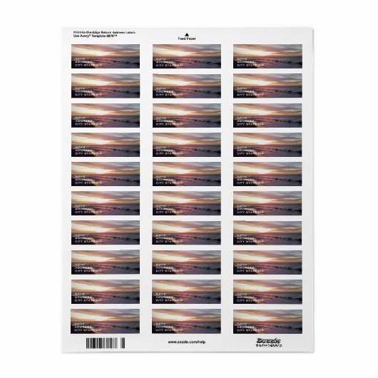 ****BEACH SUNRISE**** ADRESSE ETIKETT (Vorne)