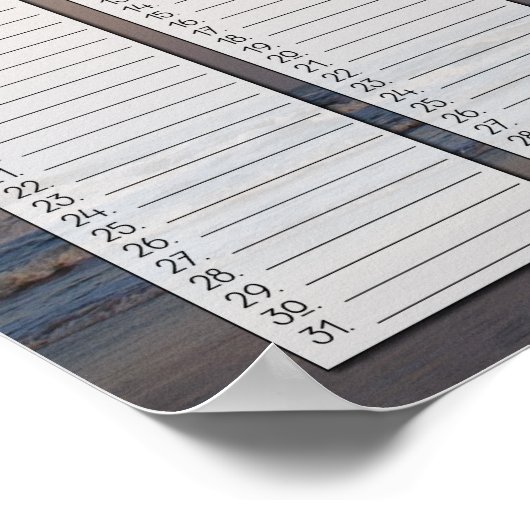 Beach Sunrise Birthday Calendar Poster (Ecke)