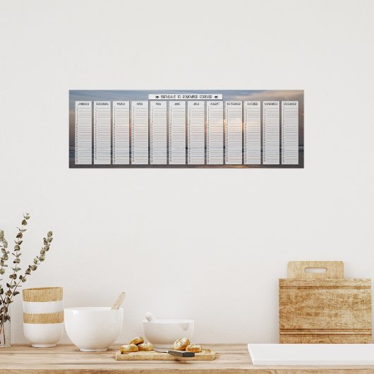 Beach Sunrise Birthday Calendar Poster (Küche)