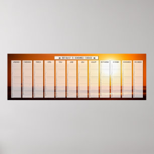 Beach Sunrise Classroom Größe Geburtstagskalender Poster