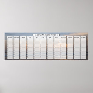 Beach Sunrise Classroom Größe Geburtstagskalender Poster